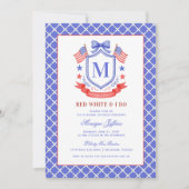 Patriotic Red White & I Do Monogram Bridal Shower Einladung (Vorderseite)