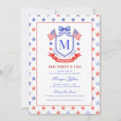 Patriotic Red White & I Do Monogram Bridal Shower Einladung (Vorderseite)