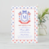 Patriotic Red White & I Do Monogram Bridal Shower Einladung (Stehend Vorderseite)