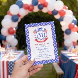Patriotic Red White & I Do Monogram Bridal Shower Einladung