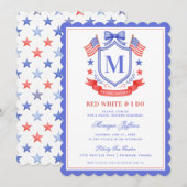 Patriotic Red White & I Do Monogram Bridal Shower Einladung (Vorne/Hinten)