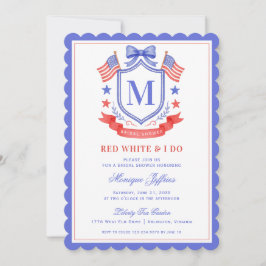 Patriotic Red White & I Do Monogram Bridal Shower Einladung