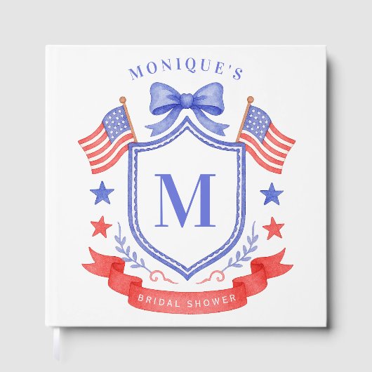 Patriotic Red White & I Do Monogram Bridal Shower Gästebuch (Vorderseite)