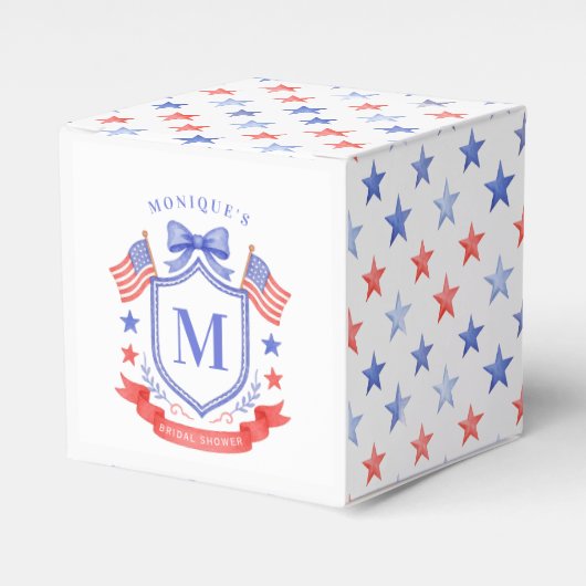Patriotic Red White & I Do Monogram Bridal Shower Geschenkschachtel (Vorderseite)