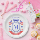 Patriotic Red White & I Do Monogram Bridal Shower Pappteller (Party)