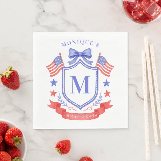 Patriotic Red White & I Do Monogram Bridal Shower Serviette (Beispiel)