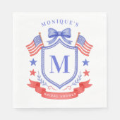 Patriotic Red White & I Do Monogram Bridal Shower Serviette (Vorderseite)
