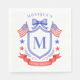 Patriotic Red White & I Do Monogram Bridal Shower Serviette