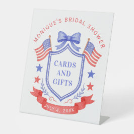 Patriotic Red White & I Do Monogram Bridal Shower Sockelschild