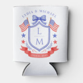 Patriotic Red White & I Do Monogram Wedding Dosenkühler (Vorderseite)