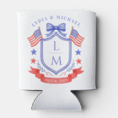 Patriotic Red White & I Do Monogram Wedding Dosenkühler (Rückseite)