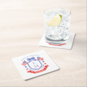 Patriotic Red White & I Do Monogram Wedding Rechteckiger Pappuntersetzer (Vor Ort)