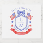 Patriotic Red White & I Do Monogram Wedding Schaumweinetikett (Einzelnes Label)