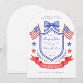 Patriotic Red White & I DoCrest  Bridal Shower Einladung (Vorne/Hinten)