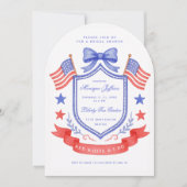 Patriotic Red White & I DoCrest  Bridal Shower Einladung (Vorderseite)