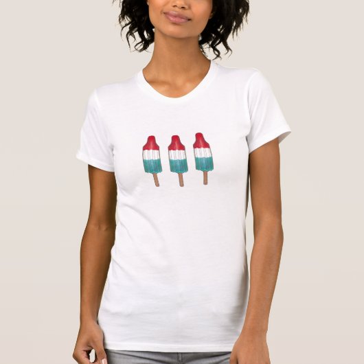 Patriotic Red White Rocket Pop Ice Popsim T-Shirt (Vorderseite)