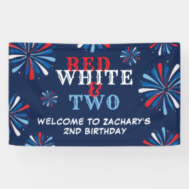 Patriotic Red White Two 2. Geburtstag Willkommen Banner