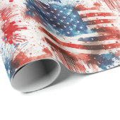 Patriotic Red White und Blue 4. Juli Wrapping Geschenkpapier (Rolleneckpunkt)