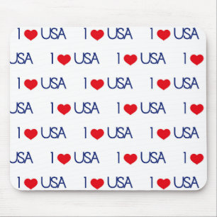 PATRIOTIC RED WHUE BLUE I LIEBE USA MOUSEPAD