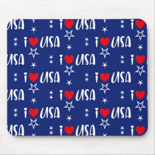 PATRIOTIC RED WHUE BLUE I LIEBE USA MOUSEPAD