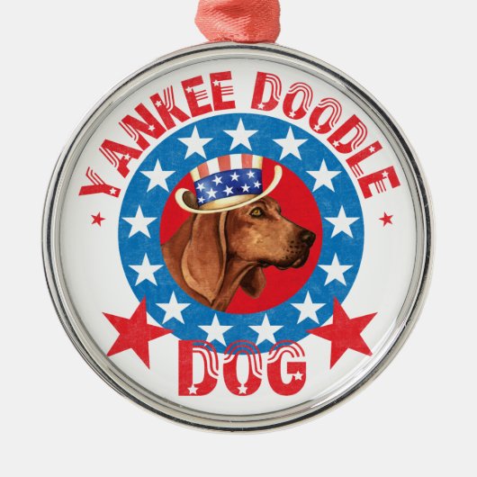 Patriotic Redbone Coonhound Silbernes Ornament (Vorne)