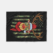 Patriotic Reindeer Camo American Flag Veteran Chri Fleecedecke (Vorderseite (Horizontal))