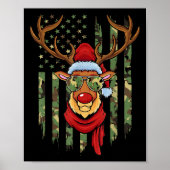 Patriotic Reindeer Camo American Flag Veteran Chri Poster (Vorne)
