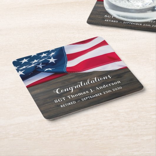 Patriotic Retirement American Flag Militär Rechteckiger Pappuntersetzer (angewinkelt)