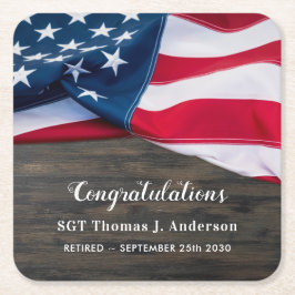 Patriotic Retirement American Flag Militär Rechteckiger Pappuntersetzer