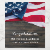 Patriotic Retirement American Flag Militär Weinetikett (Einzelnes Label)