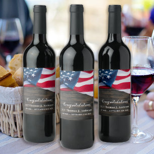 Patriotic Retirement American Flag Military Weinetikett