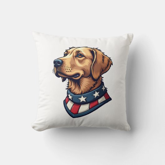 Patriotic Retriever Mascot Vintage Dog Tee 4 Kissen (Vorderseite)