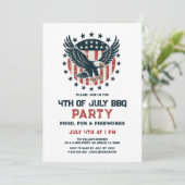 Patriotic Retro American Eagle BBQ Invitation Einladung (Stehend Vorderseite)