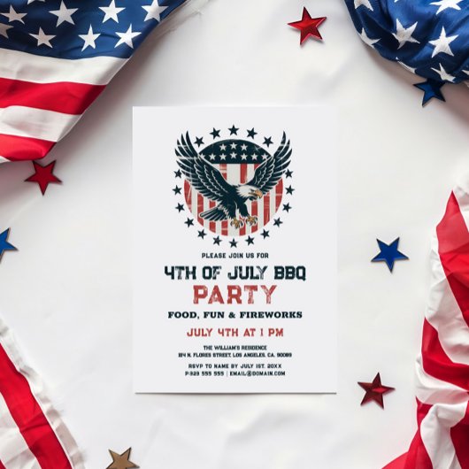 Patriotic Retro American Eagle BBQ Invitation Einladung