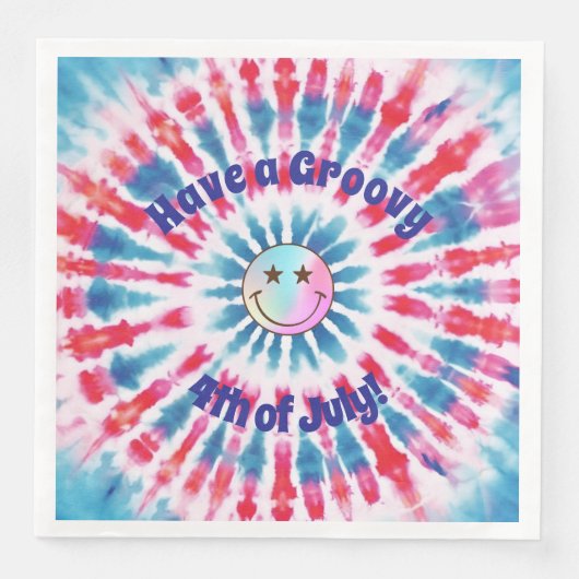 Patriotic Retro Hippie 4. Juli Paper Napkin Serviette (Vorderseite)
