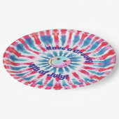 Patriotic Retro Hippie 4. Juli Papierplatte Pappteller (Schrägansicht)