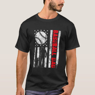 Patriotic Retro USA American Flag Baseball Vater 4 T-Shirt