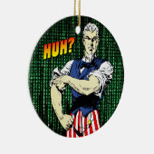 Patriotic Retro Whimsy: Onkel Sam's Roll-Up-Schläf Keramik Ornament (Rechts)