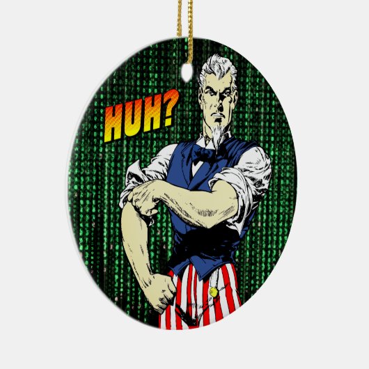 Patriotic Retro Whimsy: Onkel Sam's Roll-Up-Schläf Keramik Ornament (Rechts)