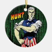 Patriotic Retro Whimsy: Onkel Sam's Roll-Up-Schläf Keramik Ornament (Vorne)