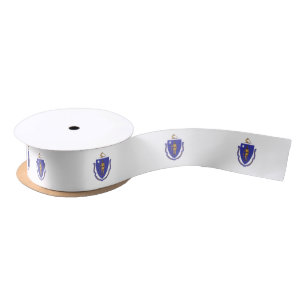 Patriotic Ribbon mit Flag von Massachusetts, USA Satinband