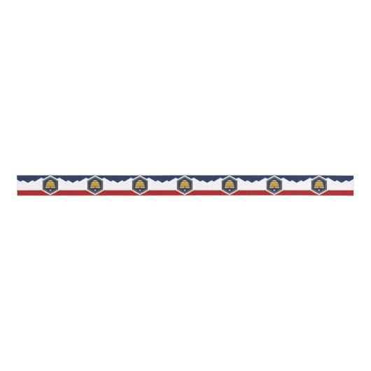 Patriotic Ribbon with new Flag of Utah State, USA Ripsband (Vorderseite)
