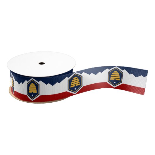 Patriotic Ribbon with new Flag of Utah State, USA Ripsband (Spule)