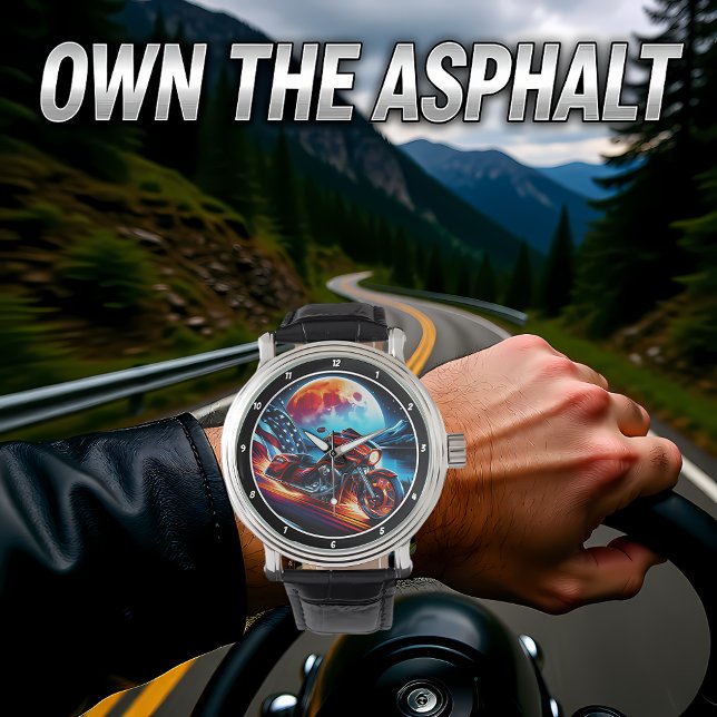 Patriotic Ride, Moonlit Horizon Watch Armbanduhr (Von Creator hochgeladen)
