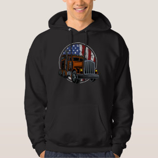 Patriotic Rig – Brown Truck & Flag Hoodie
