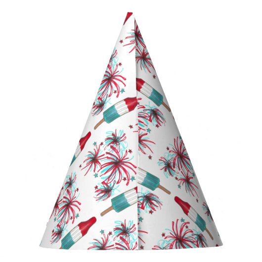 Patriotic Rocket Pop Popsiwork Feuerwerk 4. Juli Partyhütchen (Rückseite)