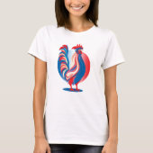 Patriotic Rooster T - Shirt der französischen Flag (Vorderseite)