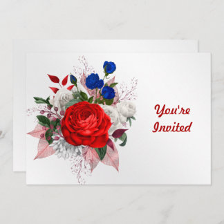 Patriotic Rose Bouquet Birthday Einladung