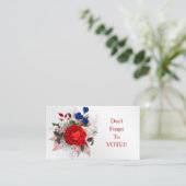 Patriotic Rose Bouquet Vote Reminder Visitenkarte (Stehend Vorderseite)
