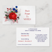 Patriotic Rose Bouquet Vote Reminder Visitenkarte (Vorne/Hinten)